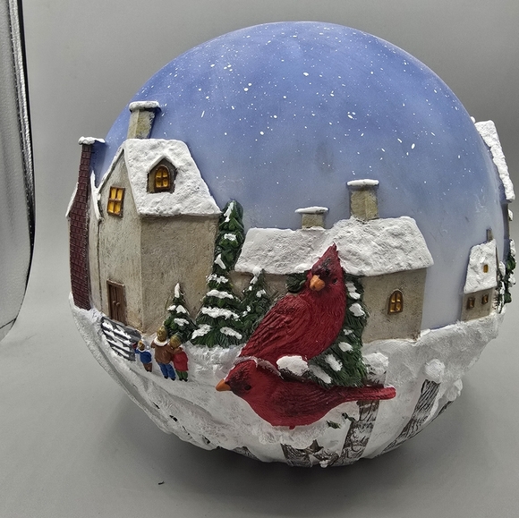 9" Hand Painted Winter Christmas Village Scene Lighted Display Globe - Picture 4 of 6